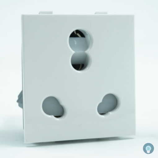 3-pin Socket, 6A/16A, 2-md, White, (Fybros, Wood-Em)