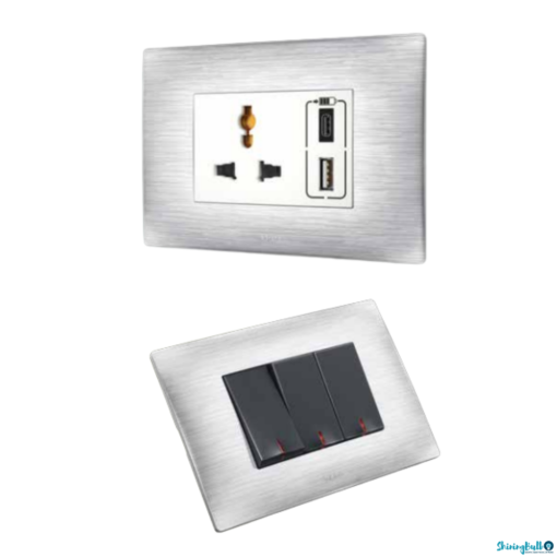 yet another product photo of multi-colored legrand lyncus switches on a white background.