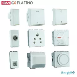 grouped image of gm gx's flatino series switches and sockets on a white background available to buy from shiningbulb.com