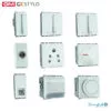 grouped image of gm gx's stylo series switches and sockets on a white background available to buy from shiningbulb.com